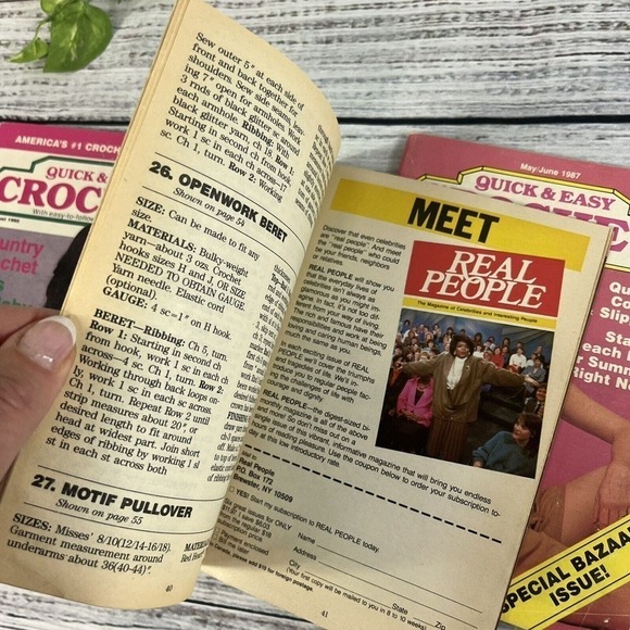 Vintage Lot of 3 Quick & Easy Crochet Craft Magazines 1987-88 1995 - Picture 8 of 9